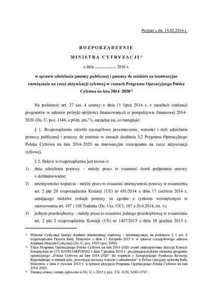 Plik:1. ROZP MC w spr udziel-pom-publ...POPC na lata 2014-2020 UZG MIEDZ 15.02.pdf